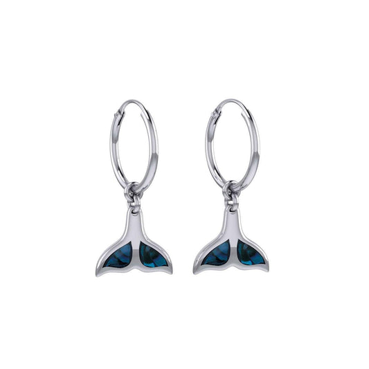 Inlaid Whale Tail Silver Hoop Earrings TER2085 - peterstone.dropshipping