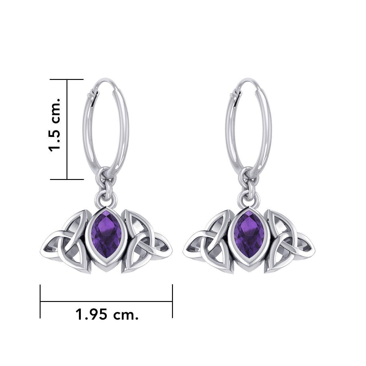 A Beautiful Tribute ~ Celtic Trinity Knot Silver Hoop Earrings TER2101 - peterstone.dropshipping