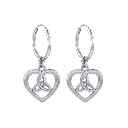 Celtic Trinity Heart Silver Hoop Earrings TER2105 - peterstone.dropshipping
