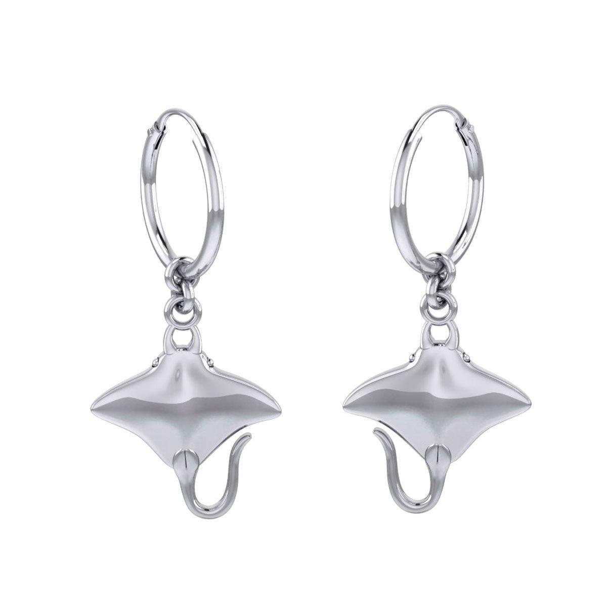 Manta Ray Sterling Silver Hoop Earrings TER2107 - peterstone.dropshipping
