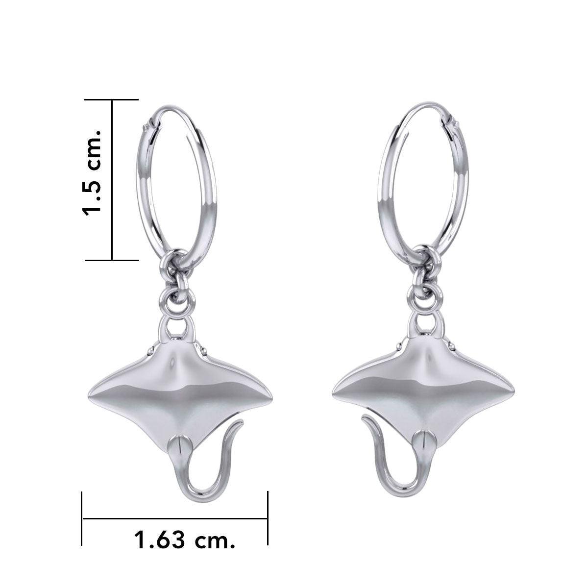 Manta Ray Sterling Silver Hoop Earrings TER2107 - peterstone.dropshipping