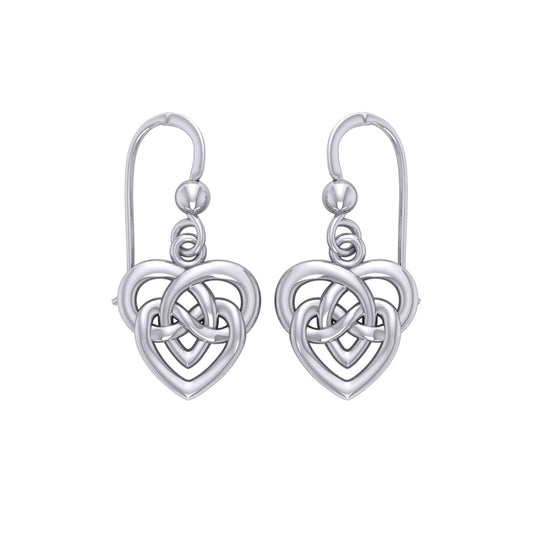Celtic Infinity Knotwork Heart Silver Earrings TER2159 - peterstone.dropshipping