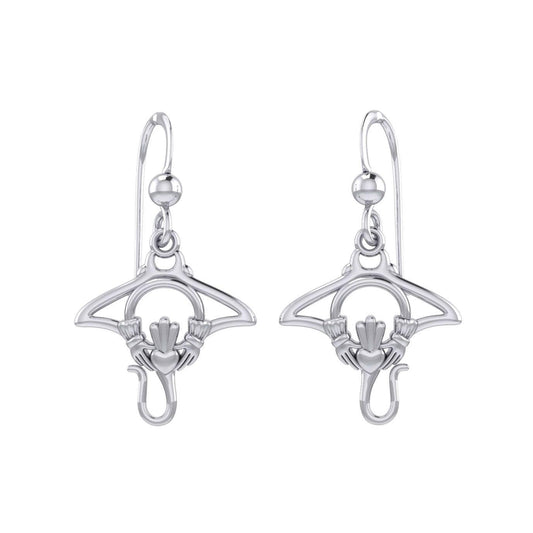 The Manta Ray Silver Earrings with Claddagh Symbol TER2167 - peterstone.dropshipping