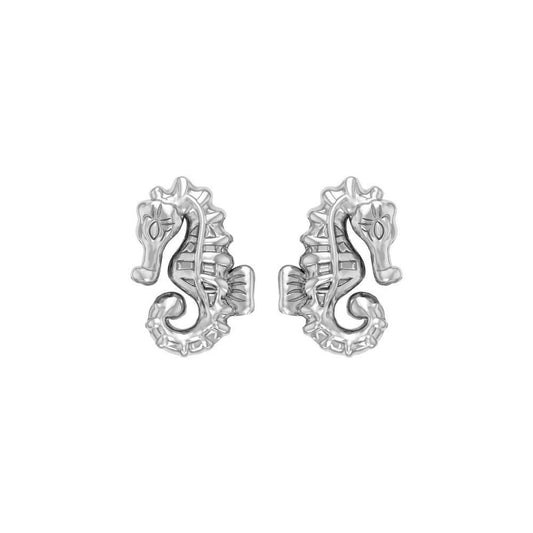 Elegance: Sterling Silver Oceanic Seahorse Post Earring by Peter Stone - TER 2183 - peterstone.dropshipping