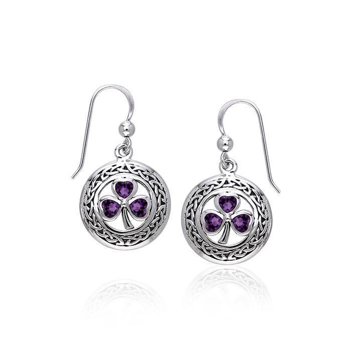Celtic Knotwork Silver Shamrock Earrings TER227 Earrings