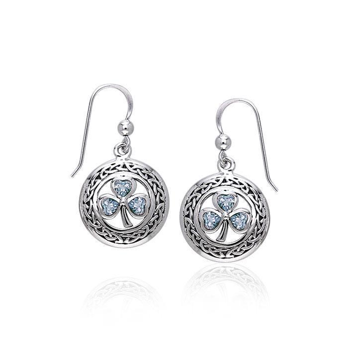 Celtic Knotwork Silver Shamrock Earrings TER227 Earrings