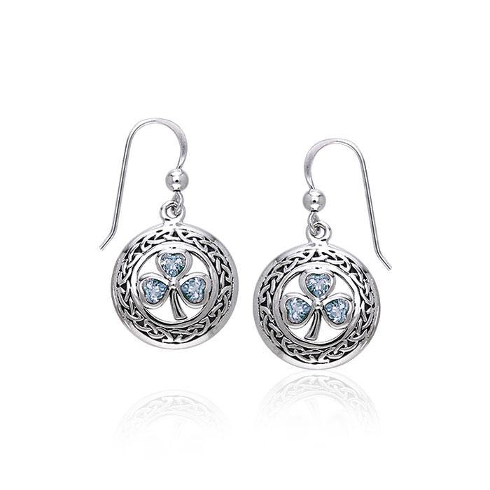 Celtic Knotwork Silver Shamrock Earrings TER227 Earrings