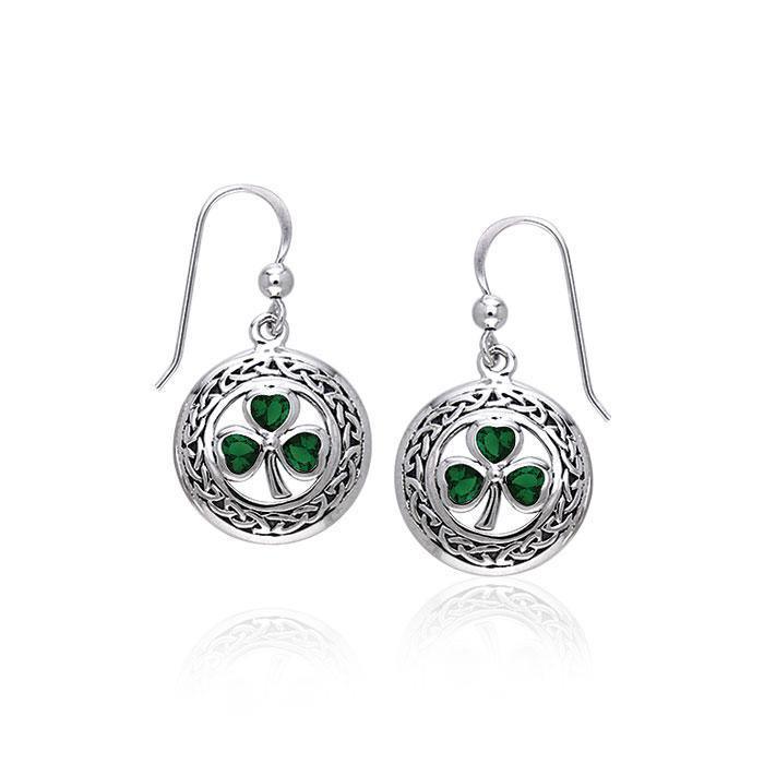 Celtic Knotwork Silver Shamrock Earrings TER227 Earrings