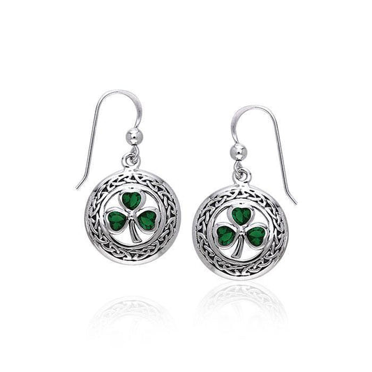 Celtic Knotwork Silver Shamrock Earrings TER227 Earrings