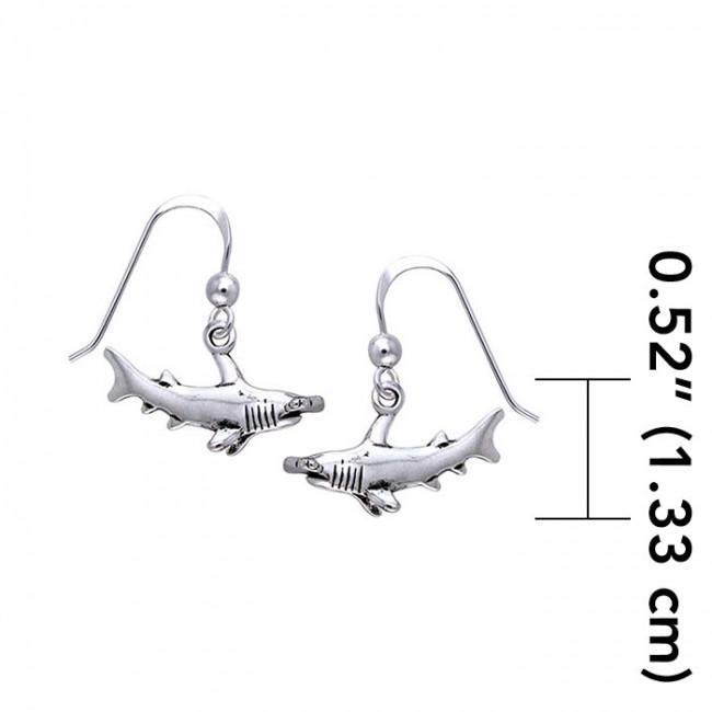 Fierce and courage ~ Sterling Silver Jewelry Hammerhead Shark Hook Earrings TER292 Earrings