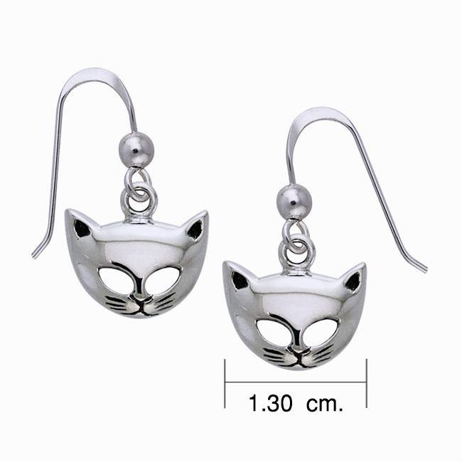Eternal companion ~ Sterling Silver Cat Mask Hook Earrings TER363 - Wholesale Jewelry