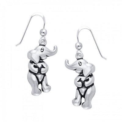 Standing Elephant Silver Earrings TER366
