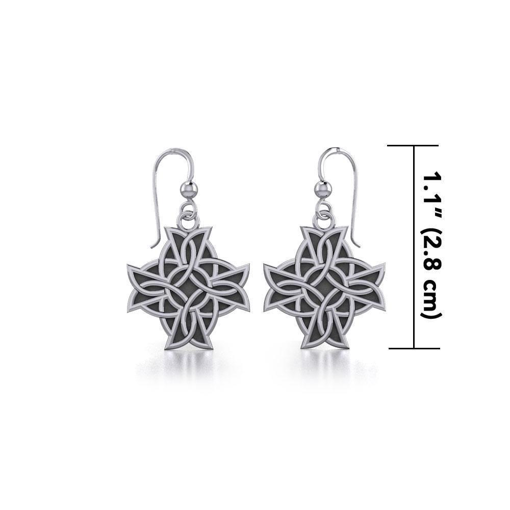 Modern Celtic Knotwork Cross Silver Earrings TER380 Earrings