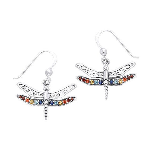 Elegance in the Wings of the Dragonfly ~ Sterling Silver Earrings with Gemstones TER517 - peterstone.dropshipping