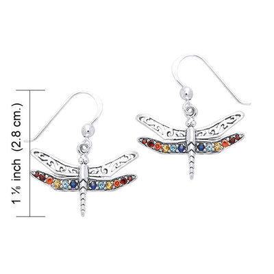 Elegance in the Wings of the Dragonfly ~ Sterling Silver Earrings with Gemstones TER517