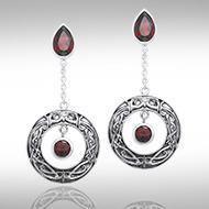 Viking Shield Silver and Gem Earrings TER539 Earrings