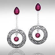 Viking Shield Silver and Gem Earrings TER539 Earrings