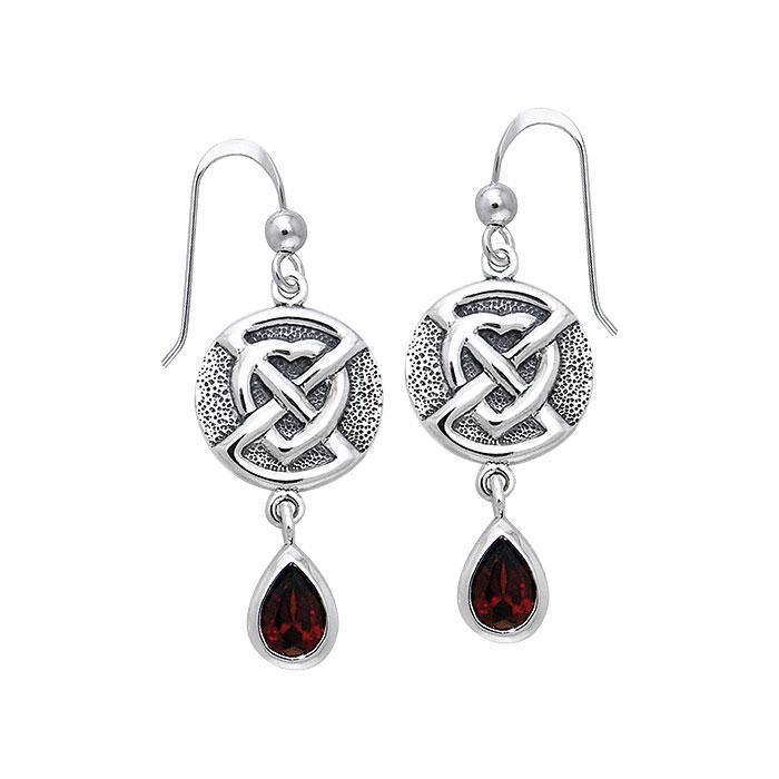 Buried Heart with Teardrop Gem Silver Earrings TER542
