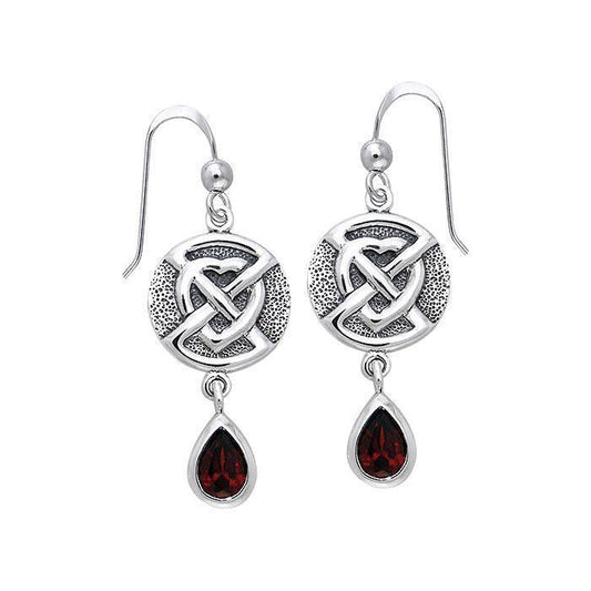 Buried Heart with Teardrop Gem Silver Earrings TER542