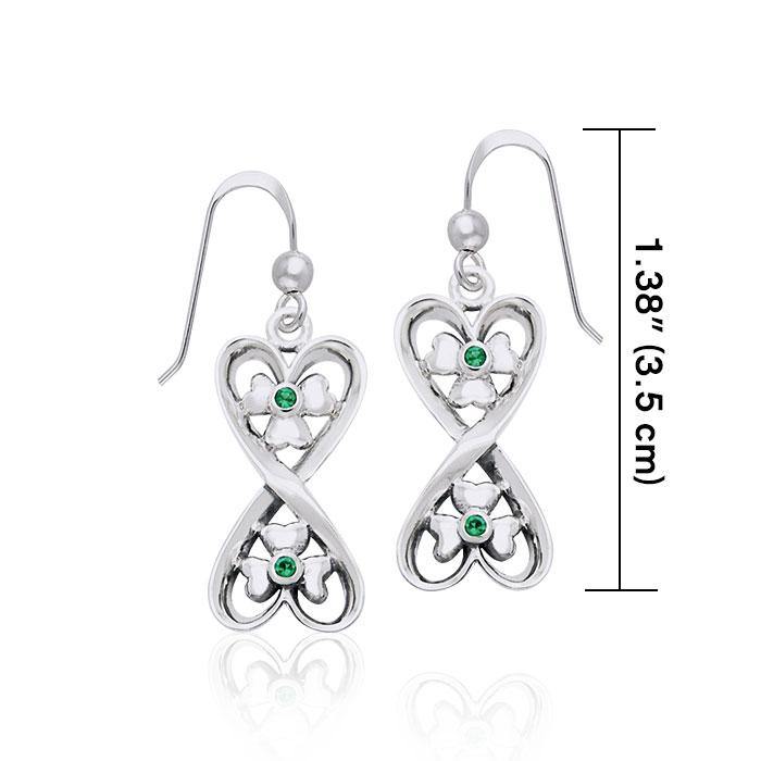 Danu Elegant Silver Celtic Knotwork Earrings with Gems TER544 Earrings