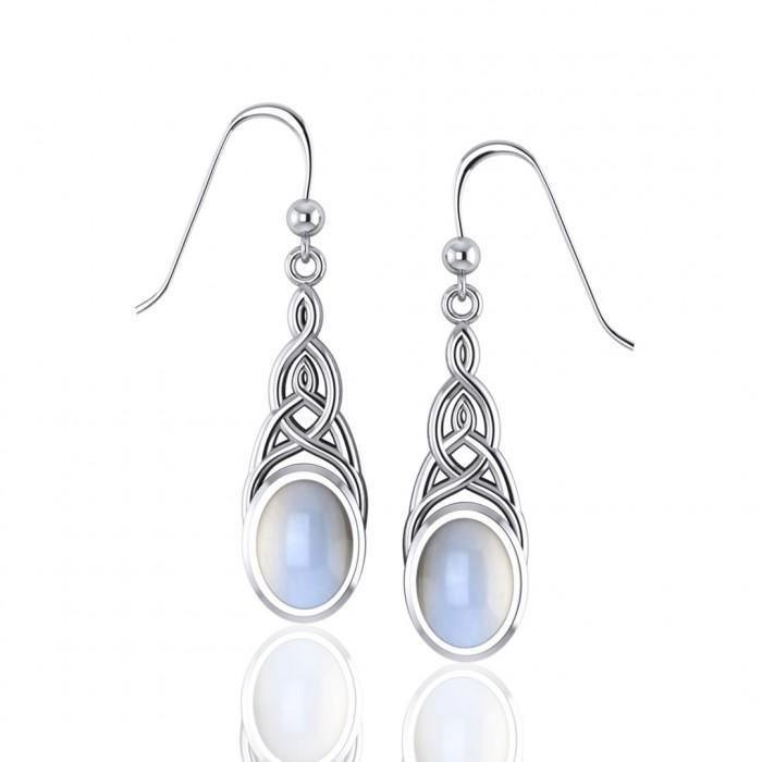 Celtic Knot Gemstone Inlay Earrings TER556