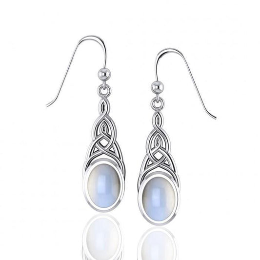 Celtic Knot Gemstone Inlay Earrings TER556