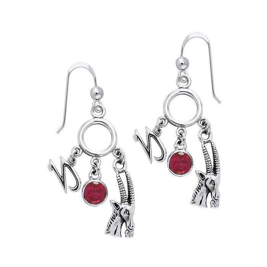 Capricorn Zodiac Symbol Silver Earring TER881