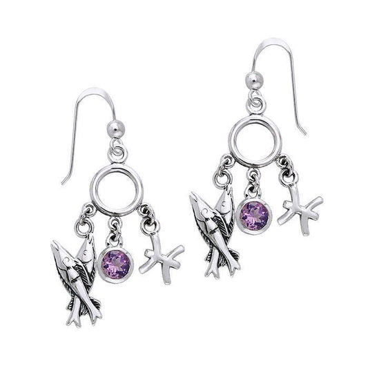 Pisces Zodiac Symbol Silver  Earring TER883