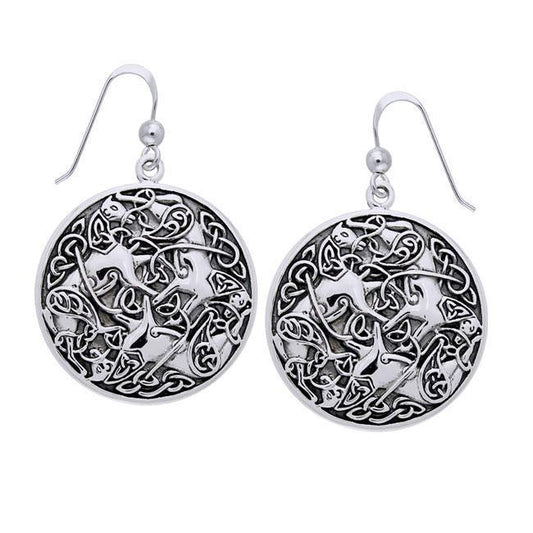 Celtic Knot Horse Silver Earrings TER996 Earrings