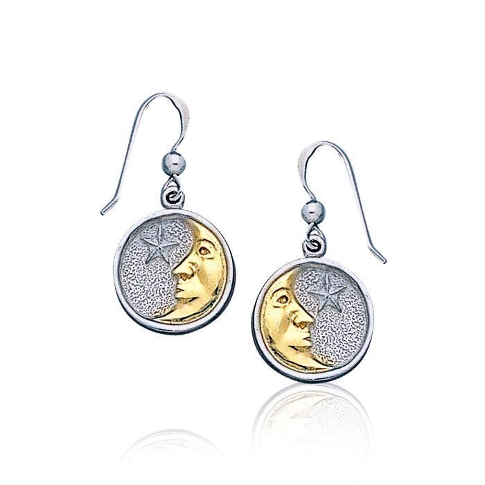 Crescent Moon Silver and Gold Earrings TEV030 Earrings