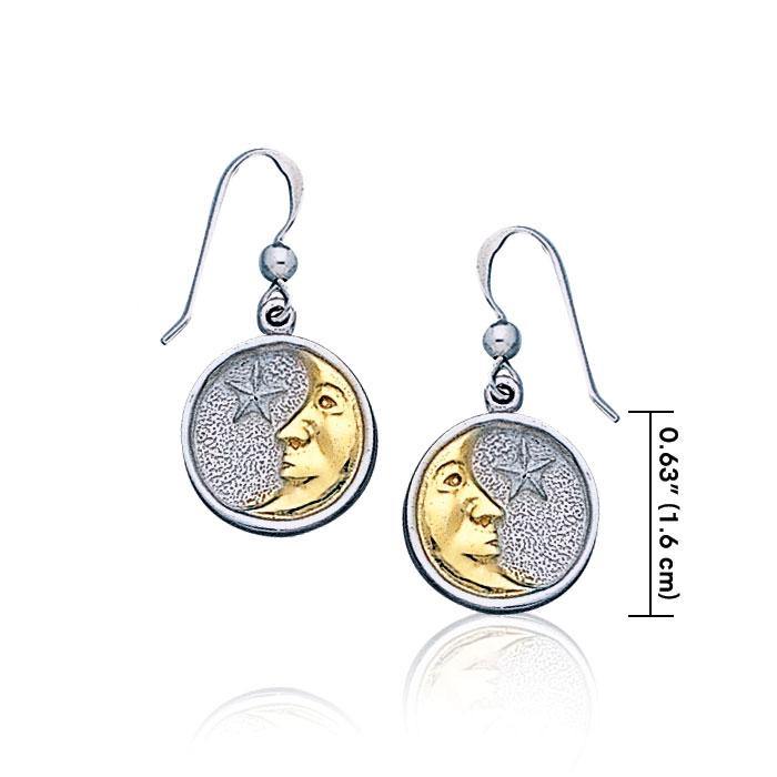 Crescent Moon Silver and Gold Earrings TEV030 Earrings