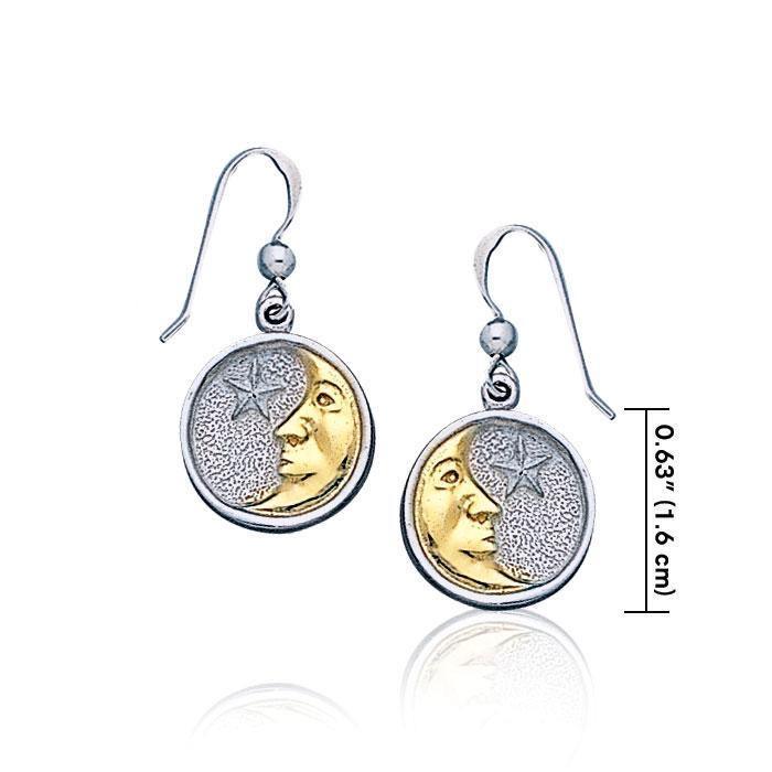 Crescent Moon Silver and Gold Earrings TEV030 Earrings