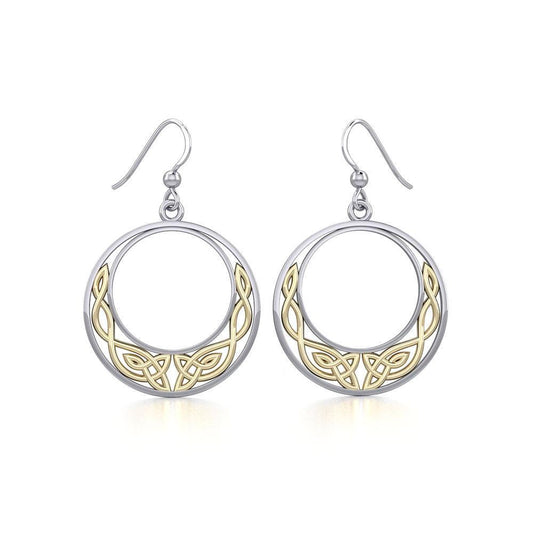 Celtic Moon Silver and 14K Gold accent Earrings TEV101 - peterstone.dropshipping