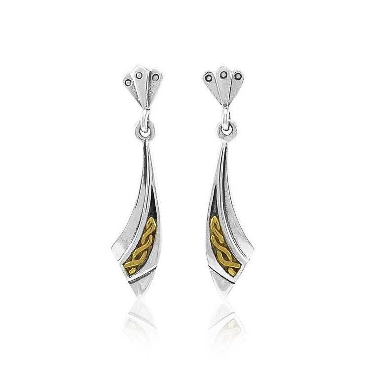 Celtic Knot Art Deco Gold Accent Silver Earrings TEV2548 Earrings