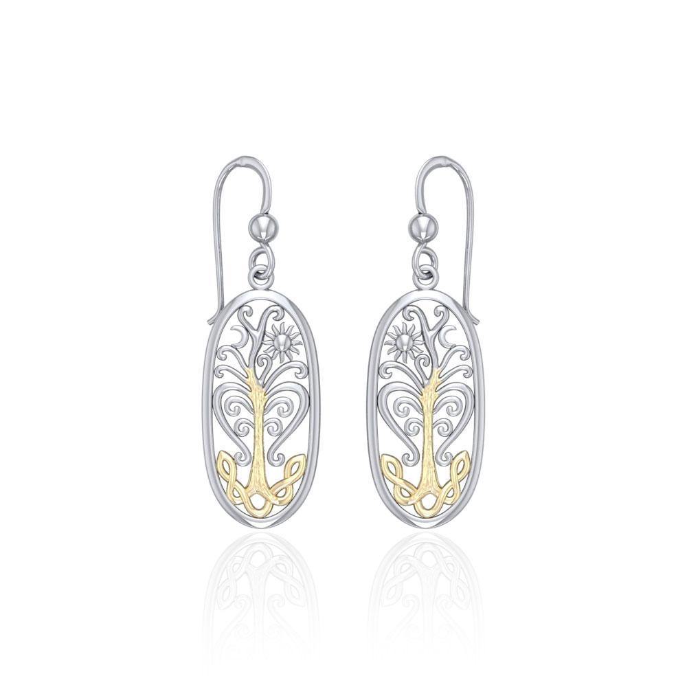 Worthy of the Golden Tree of Life ~ 14k Gold accent and Sterling Silver Jewelry Earrings Earrings