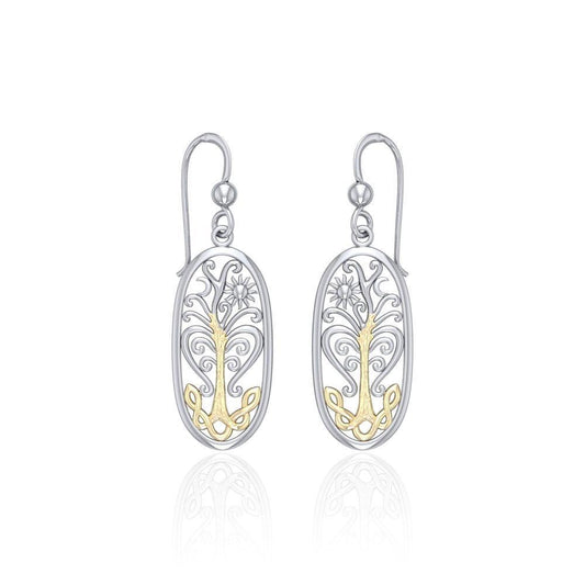Worthy of the Golden Tree of Life ~ 14k Gold accent and Sterling Silver Jewelry Earrings Earrings