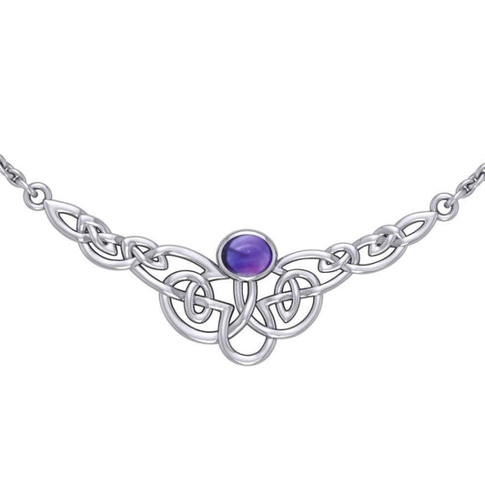 Behold the beauty of the Celtic tradition ~ Celtic Knotwork Sterling Silver Necklace with Gemstone TN019 - peterstone.dropshipping