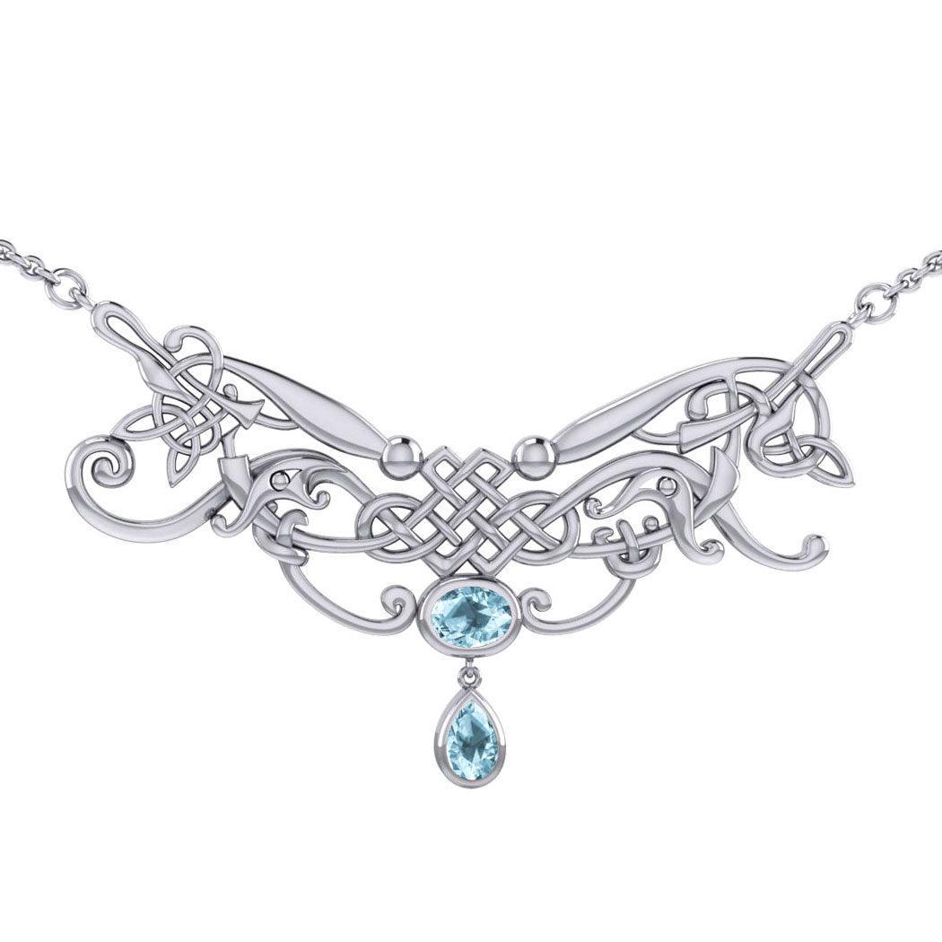 An ancient representation of wonder and endless cycles ~ Celtic Knotwork Sterling Silver Necklace with Gemstone TN054 - peterstone.dropshipping