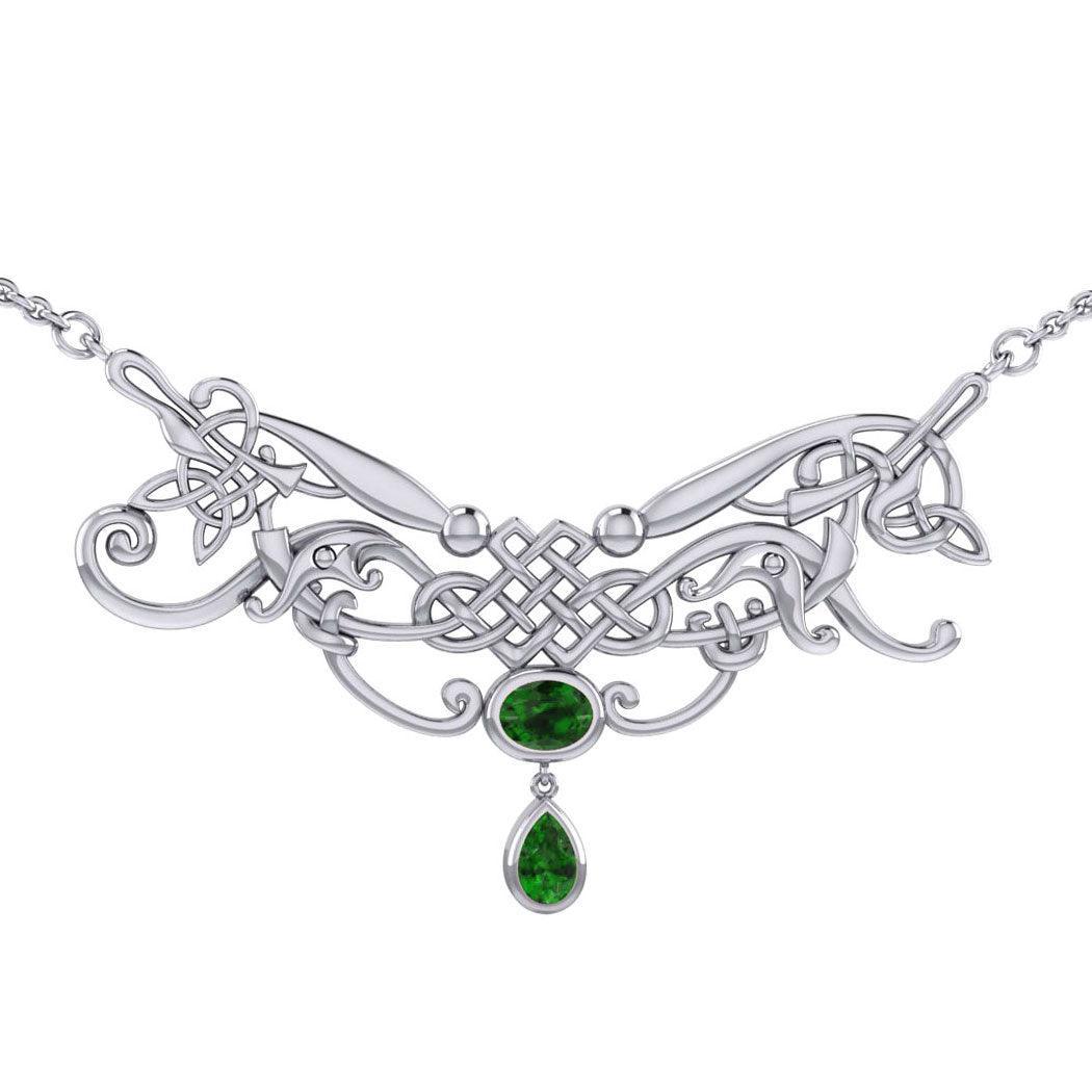 An ancient representation of wonder and endless cycles ~ Celtic Knotwork Sterling Silver Necklace with Gemstone TN054 - peterstone.dropshipping