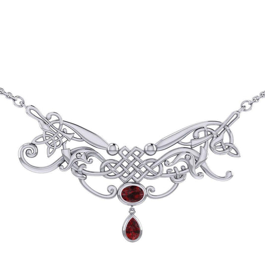 An ancient representation of wonder and endless cycles ~ Celtic Knotwork Sterling Silver Necklace with Gemstone TN054 - peterstone.dropshipping