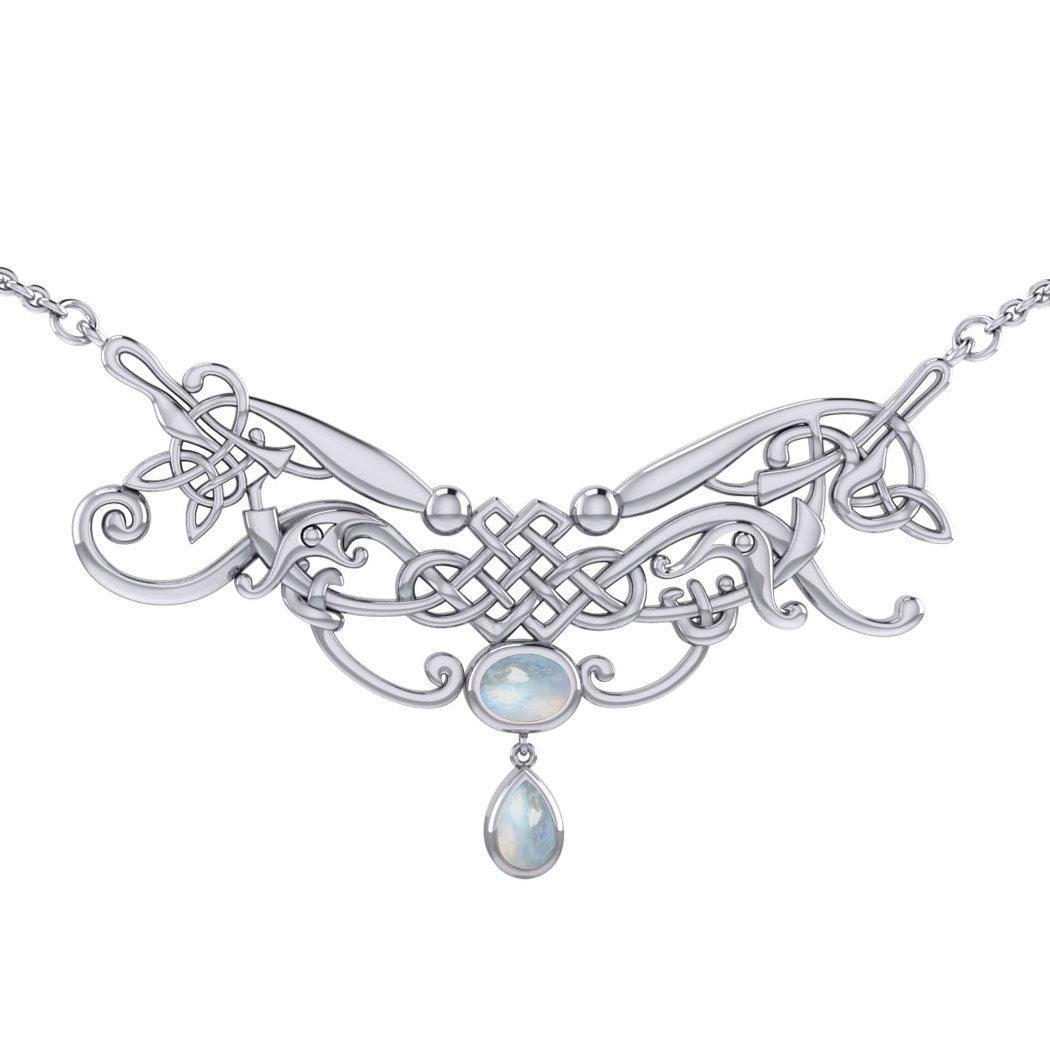 An ancient representation of wonder and endless cycles ~ Celtic Knotwork Sterling Silver Necklace with Gemstone TN054 - peterstone.dropshipping