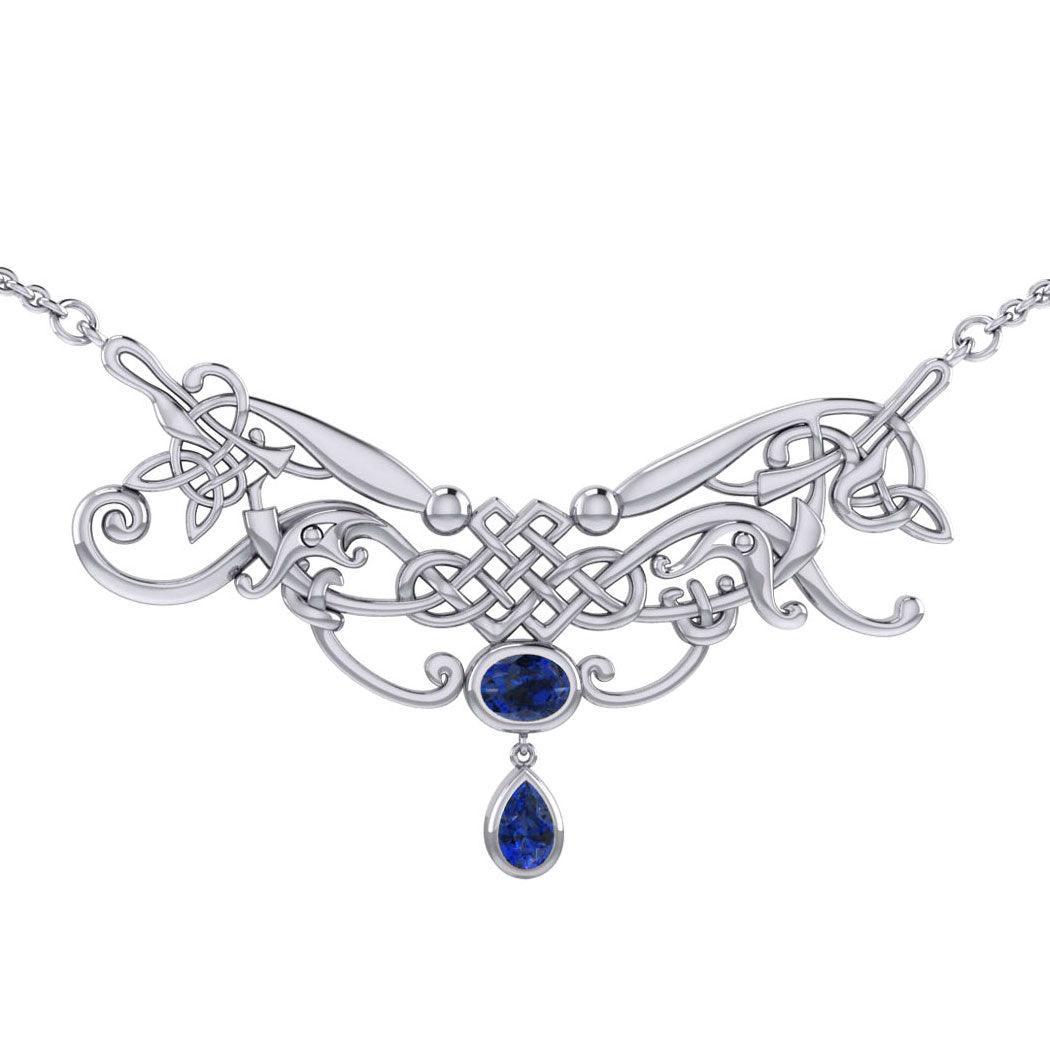 An ancient representation of wonder and endless cycles ~ Celtic Knotwork Sterling Silver Necklace with Gemstone TN054 - peterstone.dropshipping
