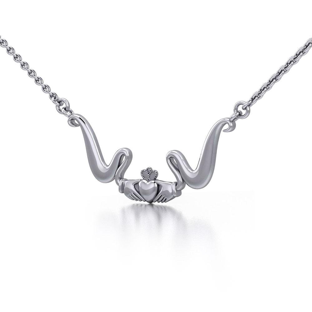 Modern Claddagh Silver Necklace TN057 Necklace
