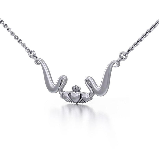 Modern Claddagh Silver Necklace TN057 Necklace