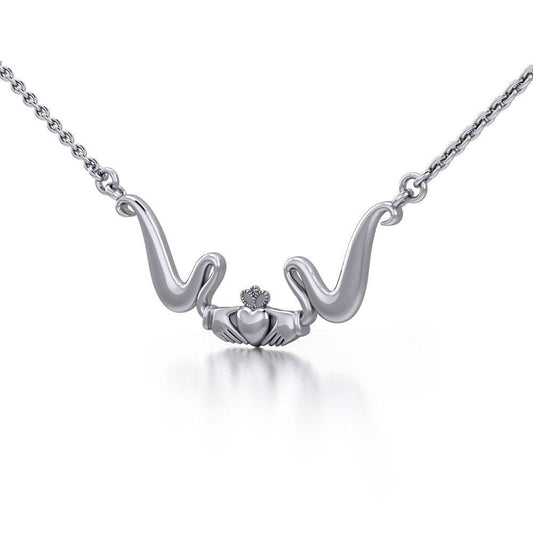 Modern Claddagh Silver Necklace TN057 Necklace