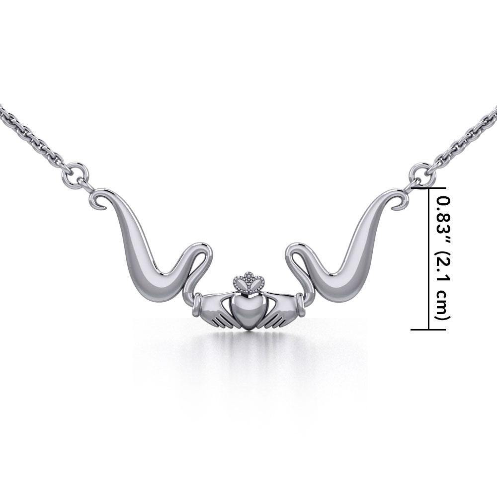 Irish Claddagh with Gem Silver Necklace TN186 Necklace