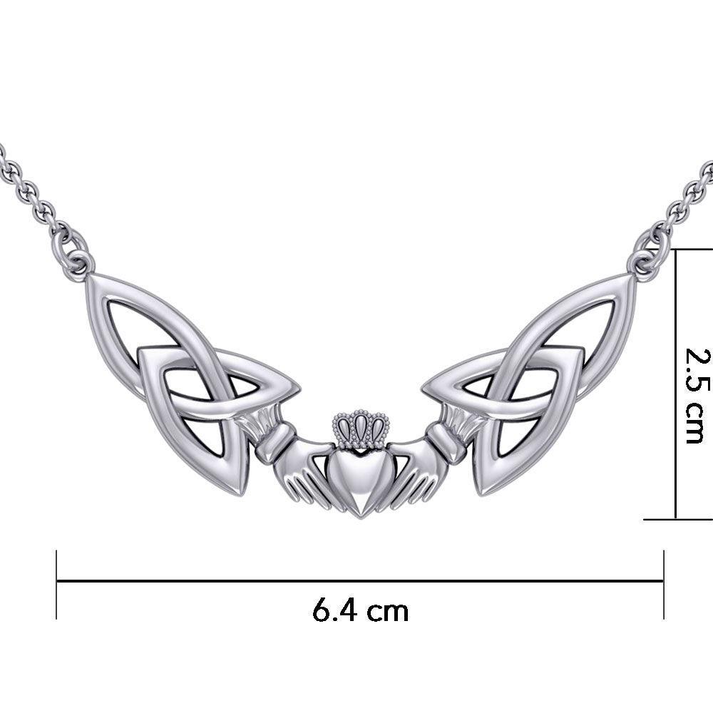 I give you my lasting love ~ Celtic Knotwork Claddagh Sterling Silver Necklace TN093 - peterstone.dropshipping