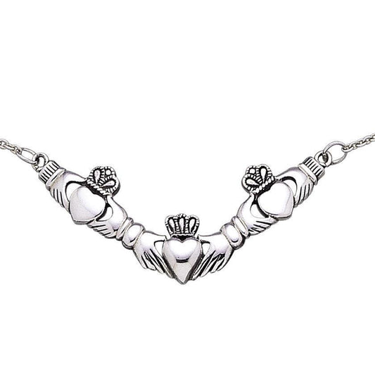 Irish Claddagh Silver Necklace TN094 - peterstone.dropshipping
