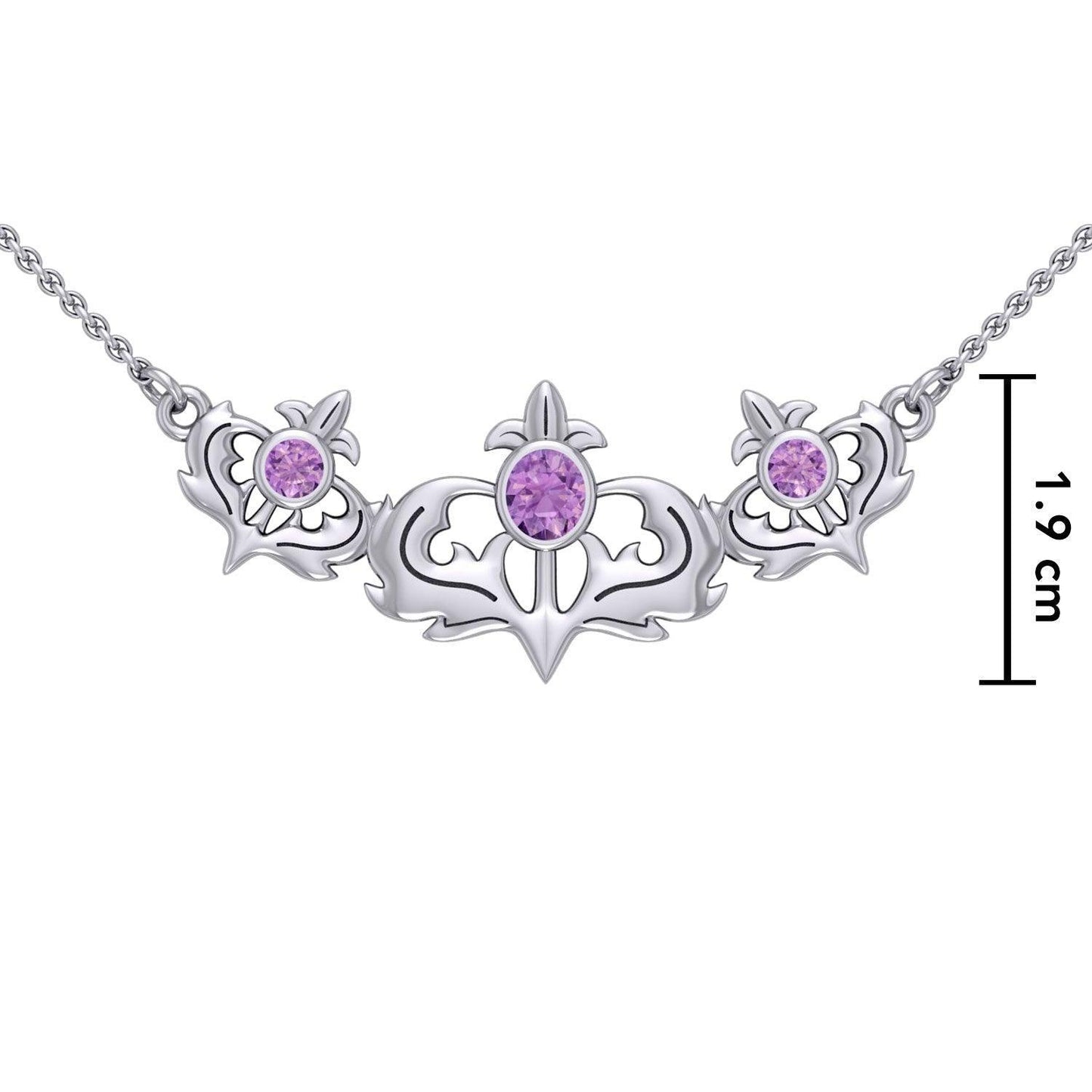 Even flourishing from within ~ Sterling Silver Jewelry Scottish Thistle Necklace with Shimmering Gemstone TN118 - peterstone.dropshipping