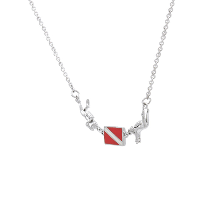 Divers holding their pride ~ Sterling Silver Jewelry Dive Flag Necklace TN192